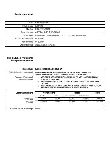 Curriculum - Azienda Ulss 12 veneziana