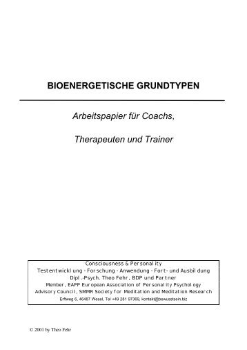 BIOENERGETISCHE GRUNDTYPEN Arbeitspapier für Coachs - IPPM