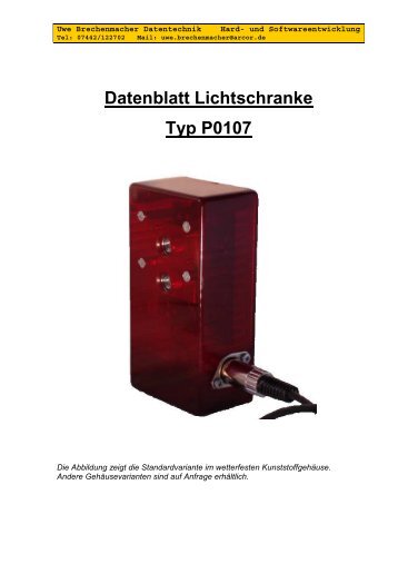 Datenblatt Lichtschranke - Haseltal-Zeitmessteam