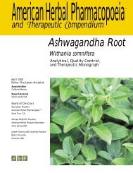 Ashwagandha cover/contents - American Herbal Pharmacopoeia
