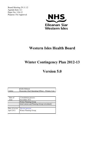 Western Isles Health Board Version 5.0 - NHS Western Isles