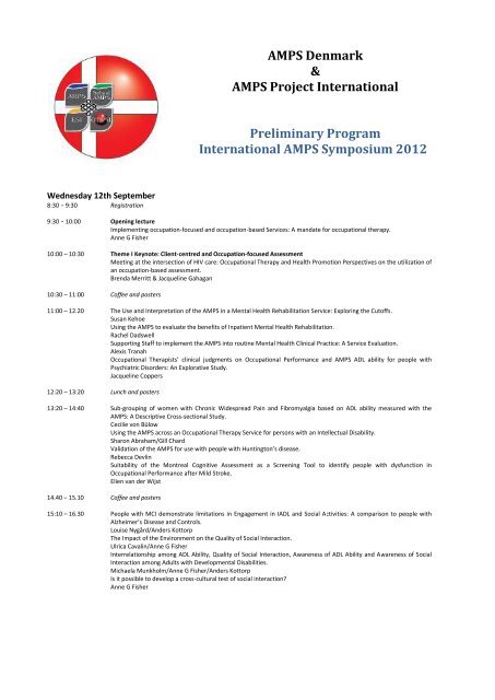 Project Amp Program AMPS Denmark & AMPS Project International Preliminary Program ...