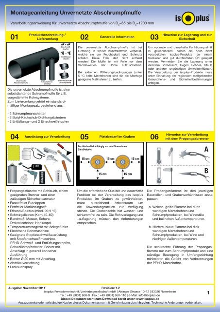 Montageanleitung Unvernetzte Abschrumpfmuffe - isoplus ...