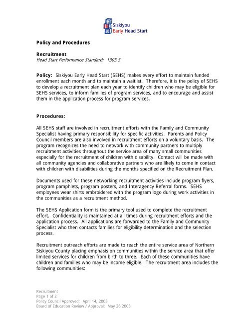 SISKIYOU EARLY HEAD START - Siskiyou County Office of Education