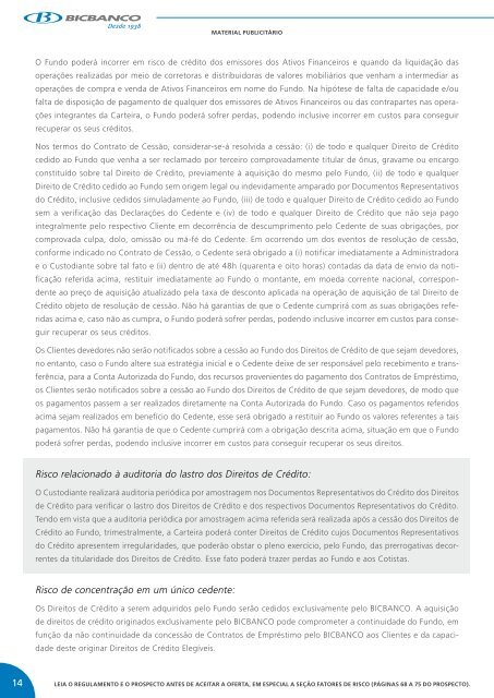 Agosto 2012 Material Publicitário FIDC Crédito ... - bicbanco