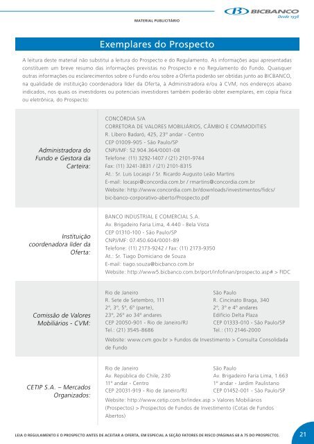 Agosto 2012 Material Publicitário FIDC Crédito ... - bicbanco