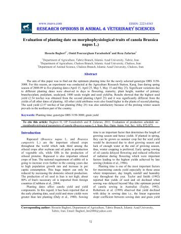 research opinions in animal & veterinary sciences - roavs