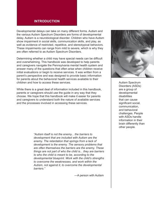 a handbook for parents of children with autism spectrum disorders