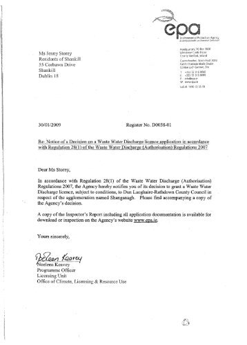 Letter to Third Party - Re Final Decision - EPA