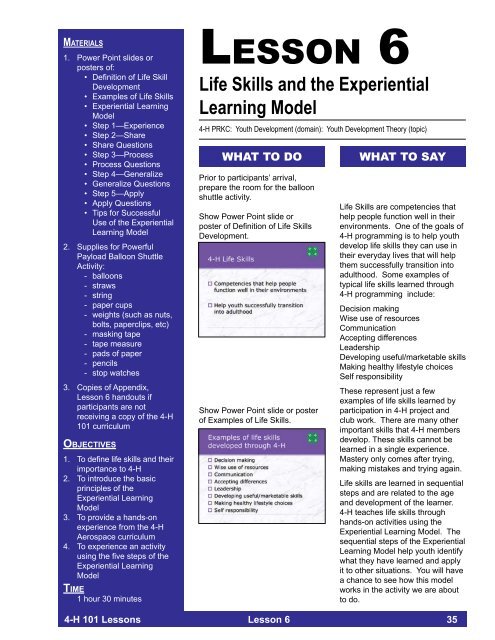 Lesson 6 - Life Skills and the Experiential Learning ... - Georgia 4-H