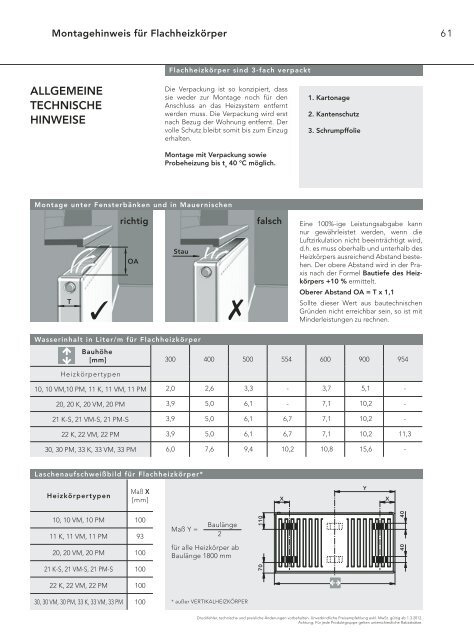 Montagehinweise FlachheizkÃ¶rper - Vogelundnoot.com