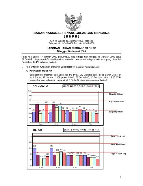 Laporan Harian 18 Januari 2009 - BNPB