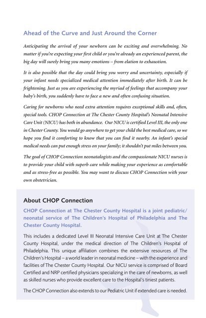 NICU Care Brochure - The Chester County Hospital
