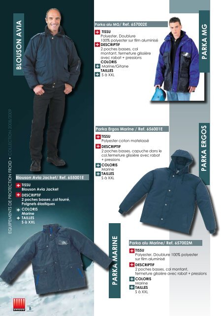 equipements de protection froid â¢ collection 2008/2009 - Groupe RG