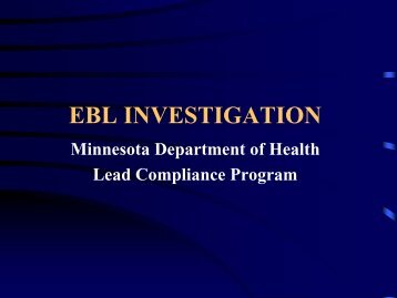 EBL INVESTIGATION - Minnesota Department of Health