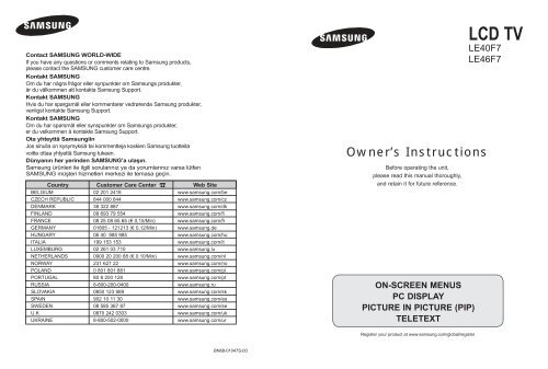 Samsung LE40F71 User manual