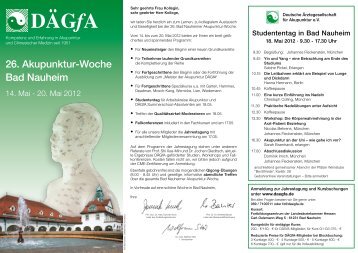 26. Akupunktur-Woche Bad Nauheim - bei der DÄGfA