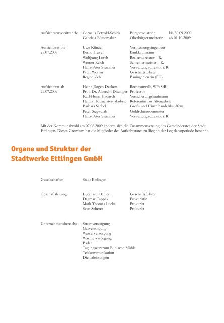 GeschÃ¤ftsbericht 2009 - Stadtwerke Ettlingen GmbH