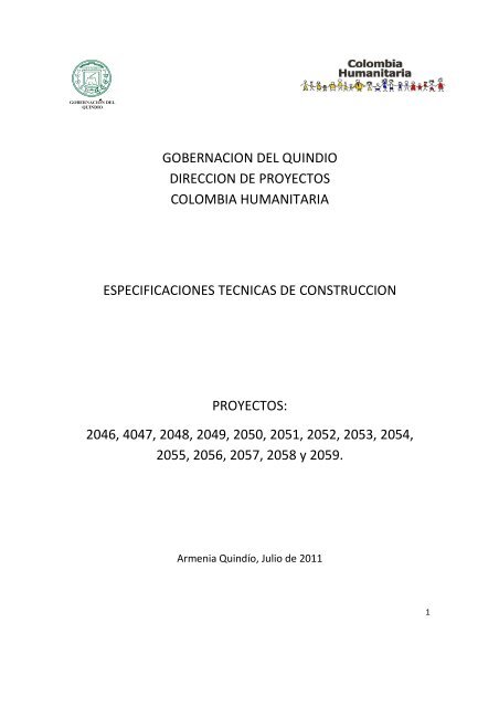 especificaciones tecnicas - GobernaciÃ³n del QuindÃ­o