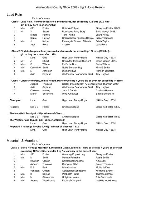 Web Light Horse Results 2009(2).pdf - Westmorland County Show