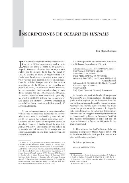 inscripciones de olearii en hispalis - ceipac