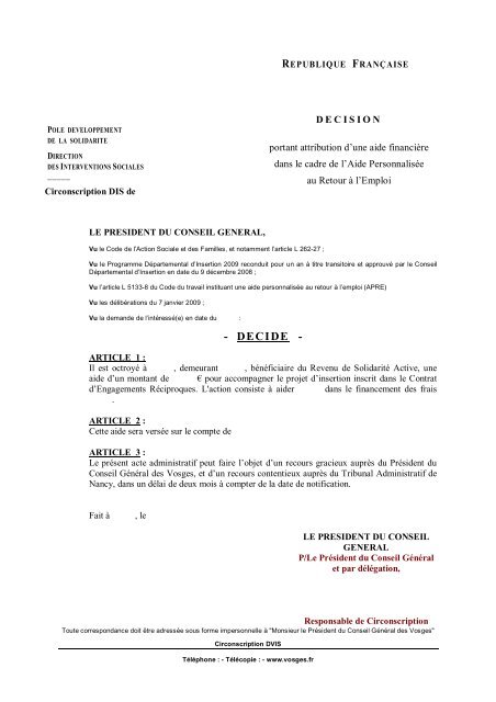 RECUEIL DES ACTES ADMINISTRATIFS - Vosges