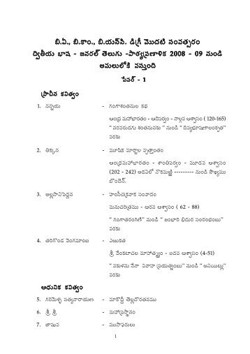 ug first year all telugu courses - Acharya Nagarjuna University