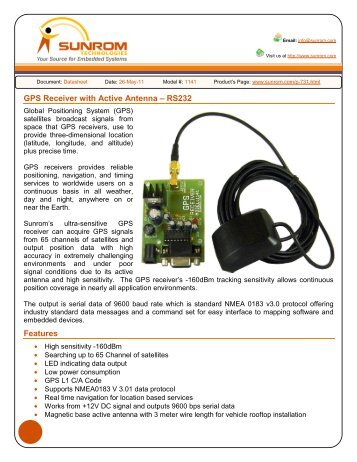 GPS Receiver with Active Antenna - Sunrom Technologies