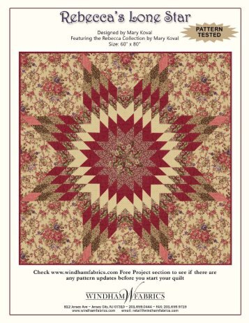 Rebecca's Lone Star Quilt FREE Pattern Windham Fabrics