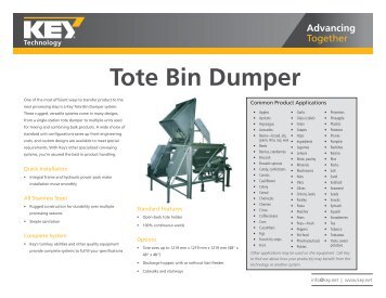 Tote Bin Dumper Brochure - Key Technology