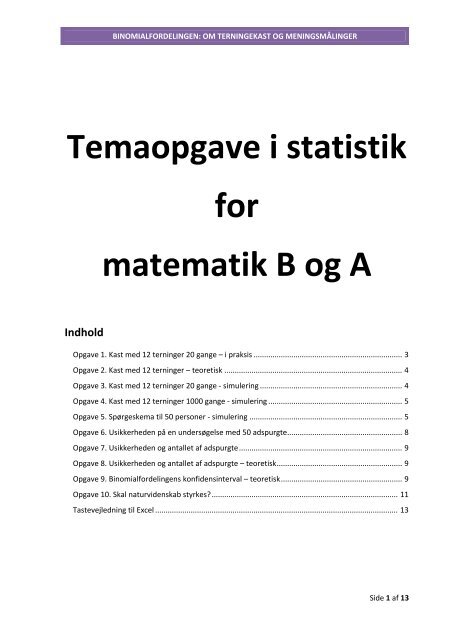 Binomial- og normalfordelingen - Matema10k.dk