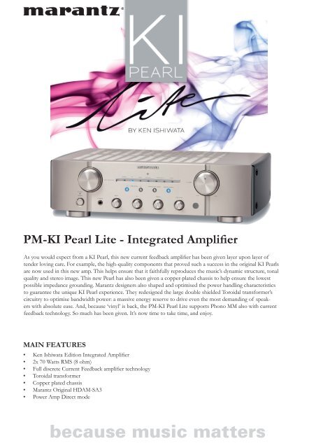 PM-KI Pearl Lite - Integrated Amplifier.indd - HembioConsult