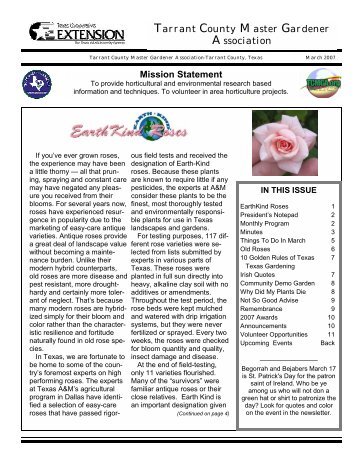 Mission Statement - (Tarrant County) Master Gardeners Association