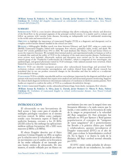 Utilidad del doppler transcraneal en enfermedad cerebrovascular ...