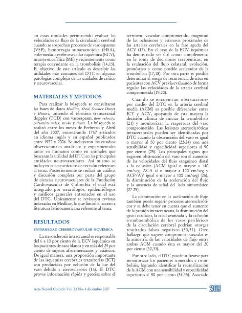 Utilidad del doppler transcraneal en enfermedad cerebrovascular ...