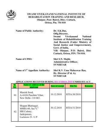 Name of Public Authority: - National Institute of Rehabilitation ...