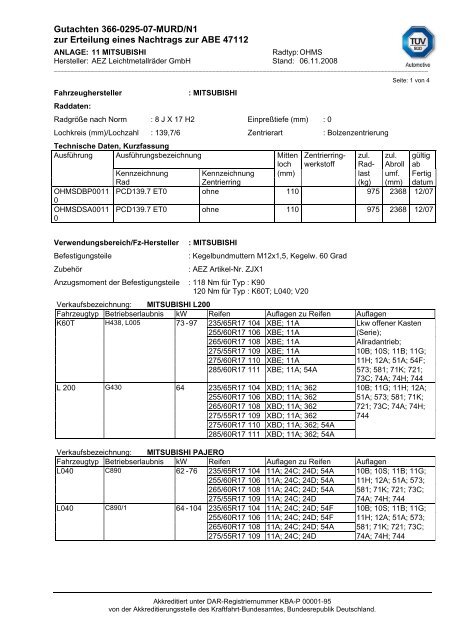 Gutachten 366-0295-07-MURD/N1 zur Erteilung eines Nachtrags ...