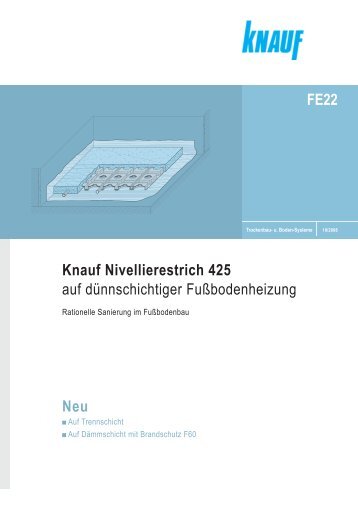 Knauf Nivellierestrich 425 auf dÃ¼nnschichtiger FuÃbodenheizung ...