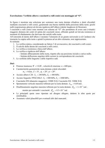 Esercitazione albero con ruota dentata a denti elicoidali e cuscinetti ...