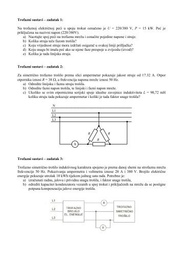 Tekstovi zadataka za auditorne vjeÅ¾be iz podruÄja elektriÄni strojevi