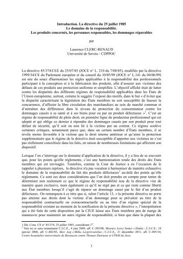 Le domaine de la responsabilitÃ©. Les produits concernÃ©s ... - Grerca