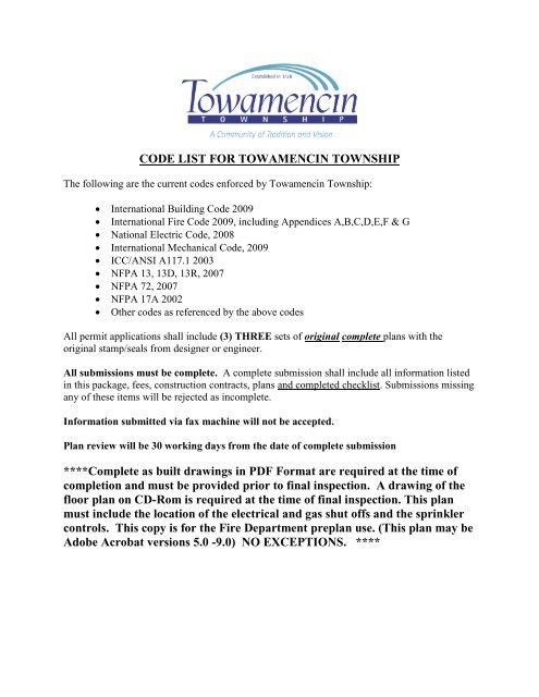 Fire Protection Permit - Towamencin Township