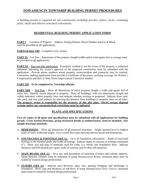 Residential Building Permit Towamencin Township