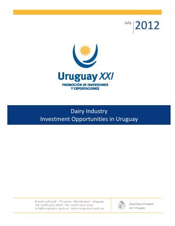 Dairy Industry Investment Opportunities in Uruguay - Uruguay XXI