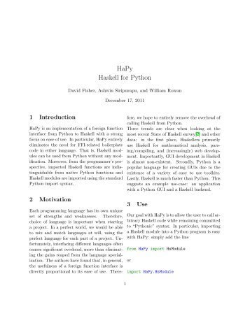 HaPy Haskell for Python