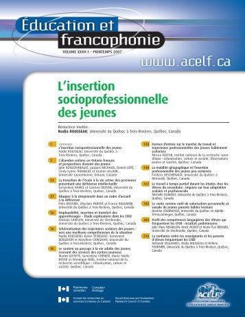 L'insertion socioprofessionnelle des jeunes - acelf