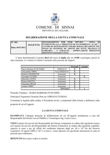 settore ll.pp. e tecnologico - Comune di Sinnai