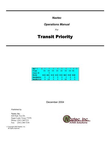 Naztec Operations Manual for Transit Priority - HART