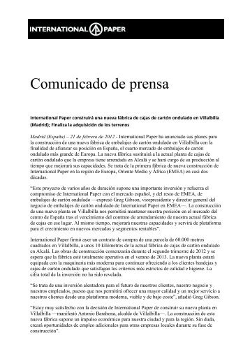 Descargar comunicado de prensa completo (.pdf) - International Paper