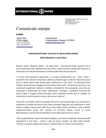 Comunicato stampa (.pdf) - International Paper